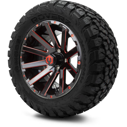 MODZ® 14" Mauler Glossy Black and Red with Ball Mill Wheels & Off-Road Tires Combo (Xcomp Gladiator 23-10-14 Radial)