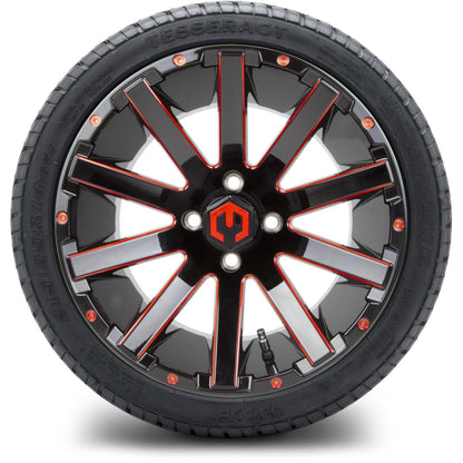 MODZ® 14" Mauler Glossy Black and Red with Ball Mill Wheels & Street Tires Combo (MODZ Street Fox Radial 23x10-14)