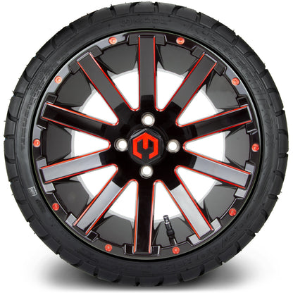 MODZ® 14" Mauler Glossy Black and Red with Ball Mill Wheels & Street Tires Combo (MODZ Street Fox Radial 23x10-14)