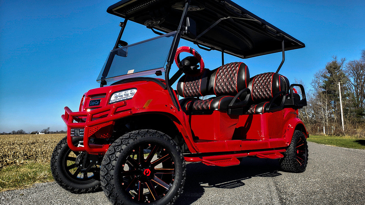MODZ® 14" Mauler Glossy Black and Red with Ball Mill Wheels & Off-Road Tires Combo (Xcomp Gladiator 23-10-14 Radial)