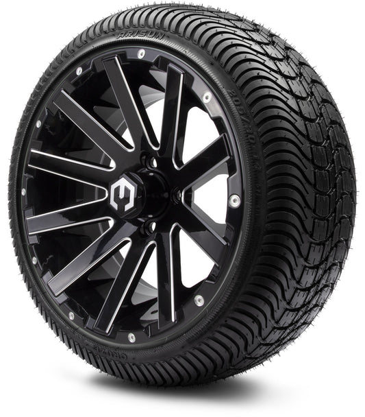 MODZ® 14" Mauler Glossy Black with Ball Mill Wheels & Street Tires Combo (Arisun Cruze 205/30-14)
