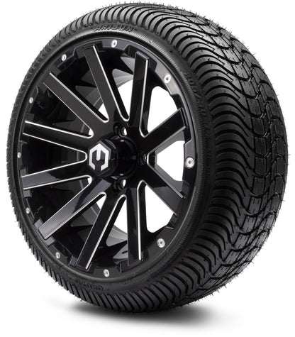 MODZ® 14" Mauler Glossy Black with Ball Mill Wheels & Street Tires Combo (MODZ Street Fox Radial 205/40-14)