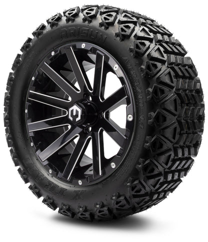 MODZ® 14" Mauler Glossy Black with Ball Mill Wheels & Off-Road Tires Combo (Arisun X-Trail All-Terrain 23x10-14)