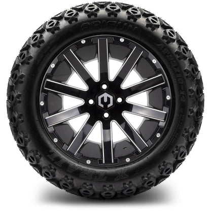 MODZ® 14" Mauler Glossy Black with Ball Mill Wheels & Off-Road Tires Combo (Arisun X-Trail All-Terrain 23x10-14)