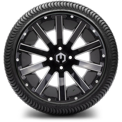 MODZ® 14" Mauler Glossy Black with Ball Mill Wheels & Street Tires Combo (MODZ Street Fox Radial 23x10-14)