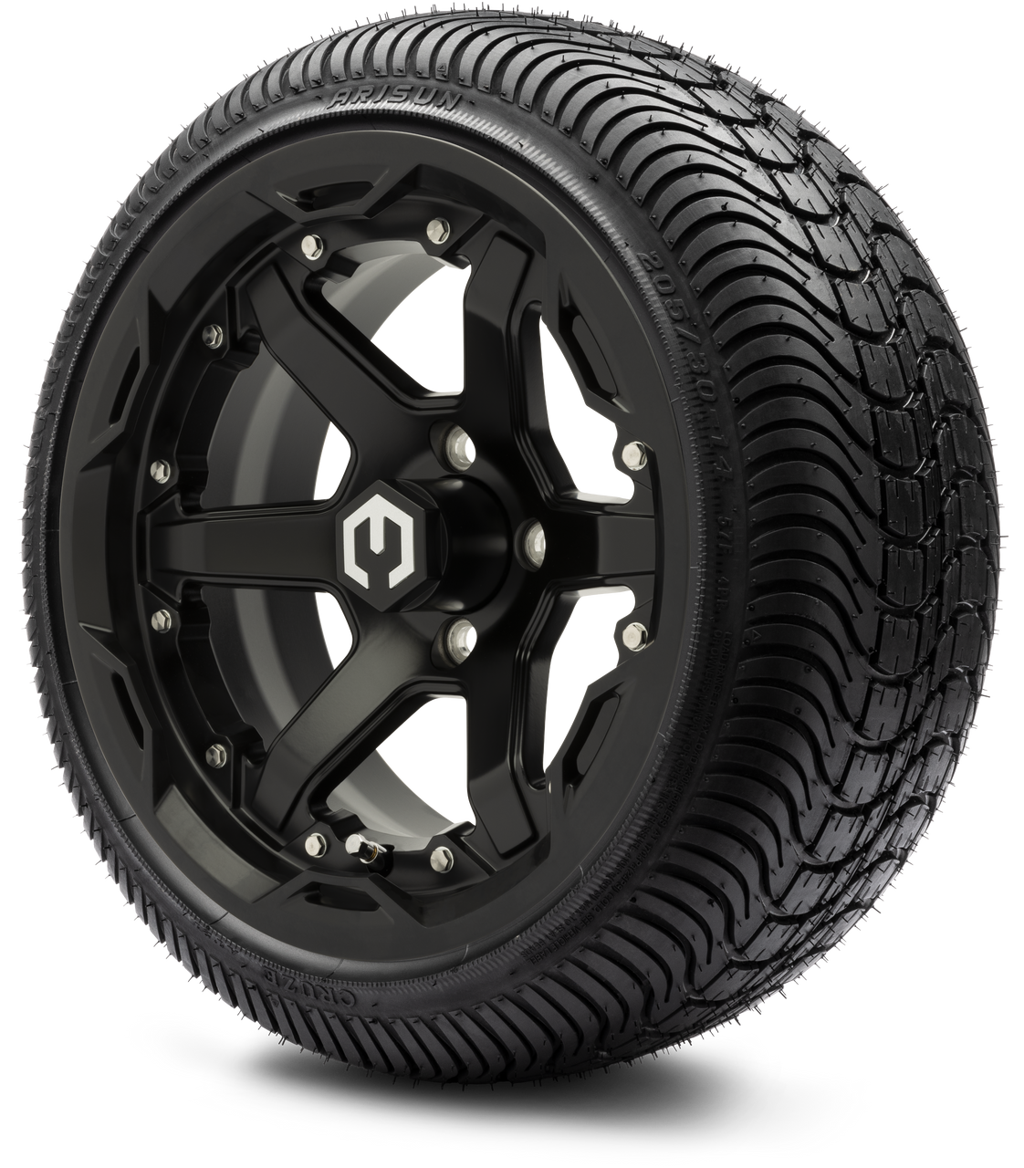 MODZ® 14" Gladiator Matte Black Wheels and Street Tires Combo (Odyssey Tesseract Steel Belted Radial 215/35-14)