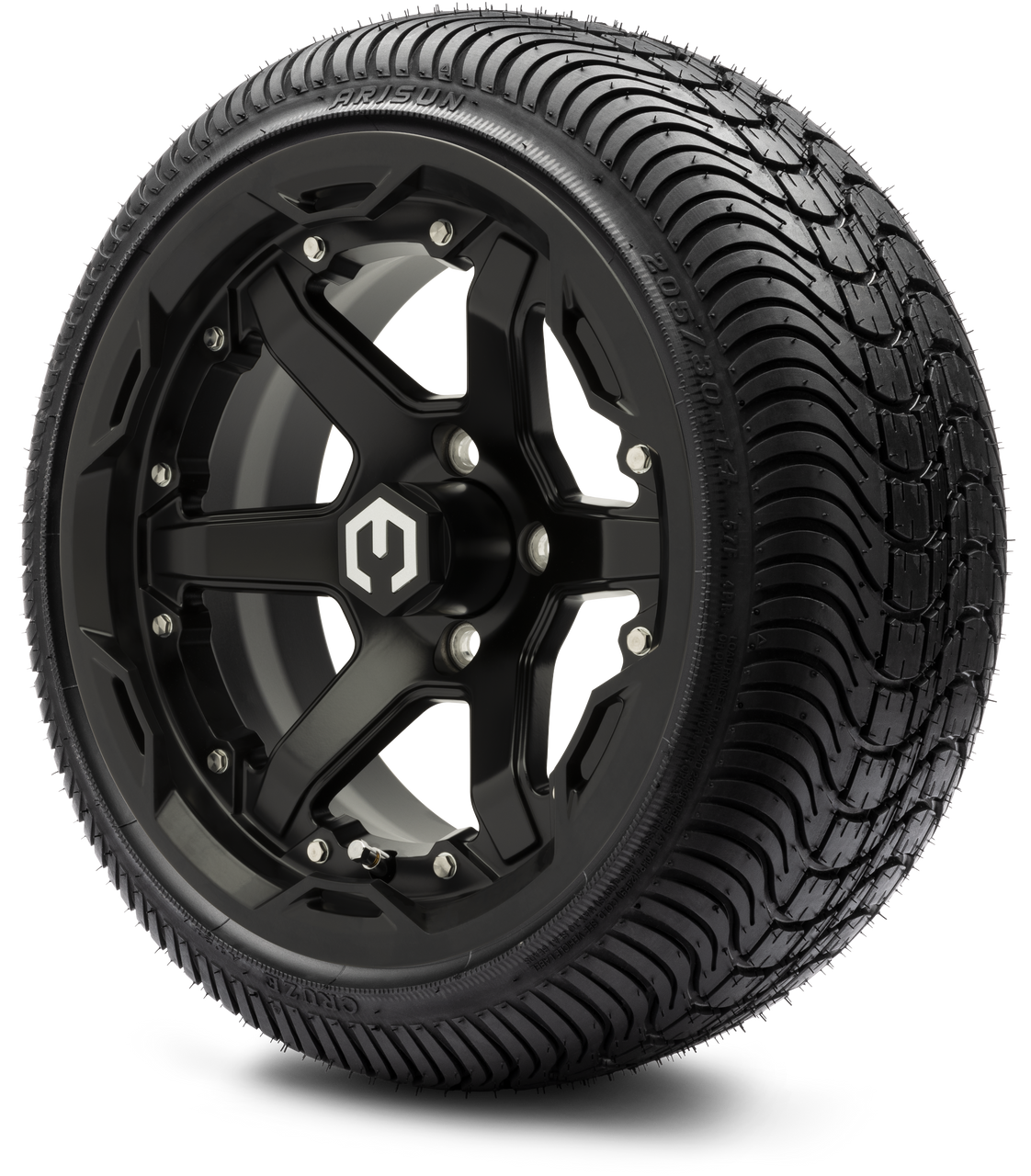 MODZ® 14" Gladiator Matte Black Wheels and Street Tires Combo (Arisun Cruze 205/30-14)