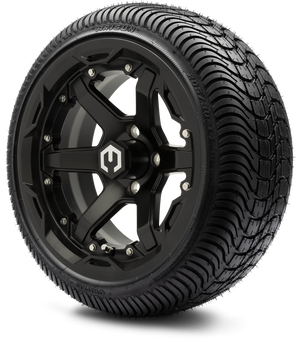 MODZ® 14" Gladiator Matte Black Wheels and Street Tires Combo (Arisun Cruze 205/30-14)