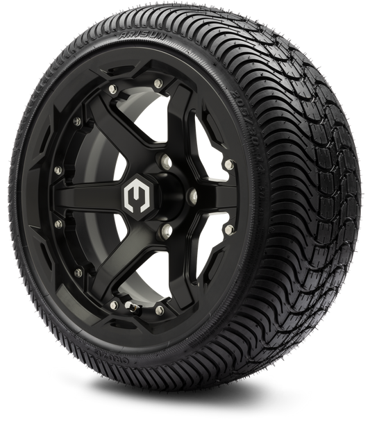 MODZ® 14" Gladiator Matte Black Wheels and Street Tires Combo (Arisun Cruze 205/30-14)