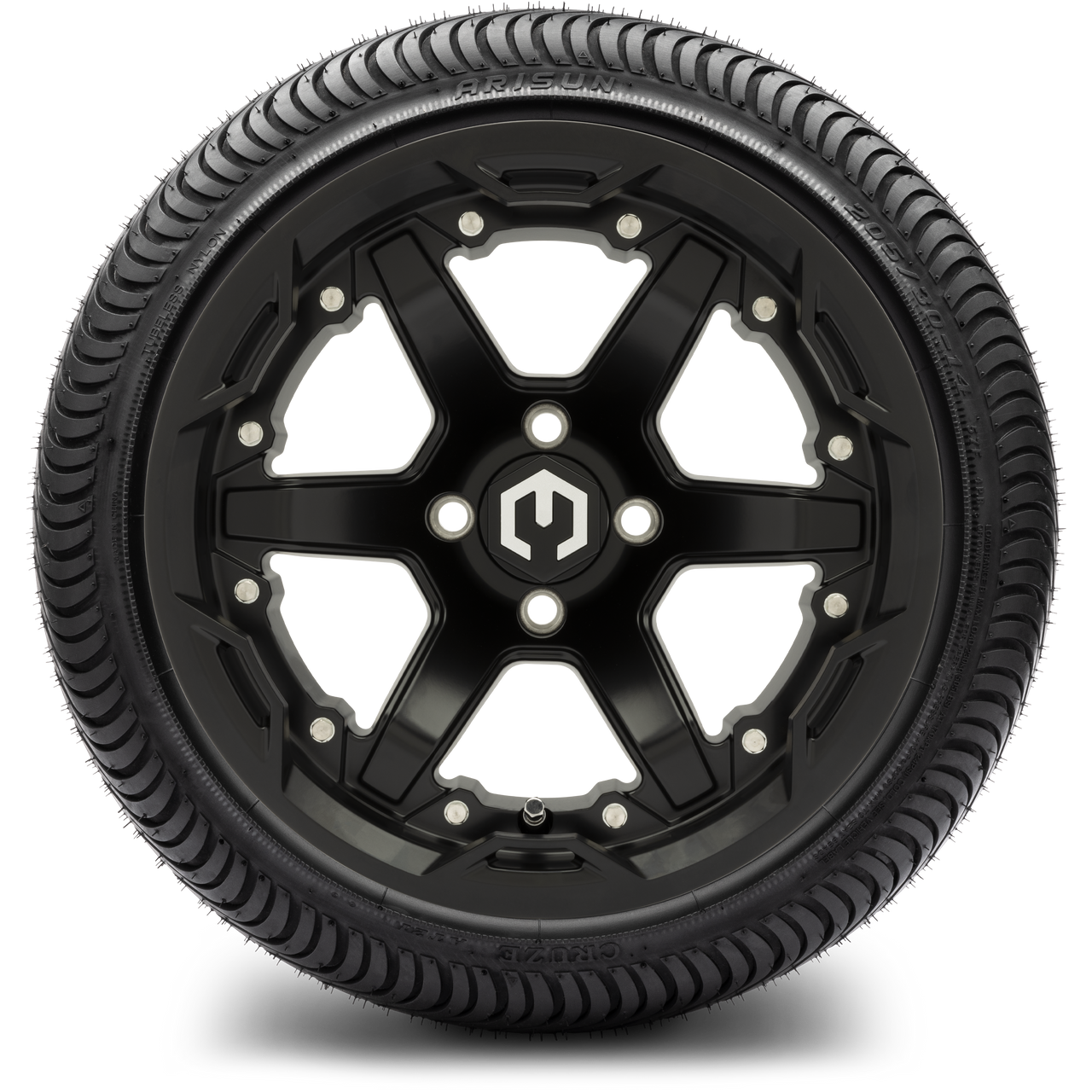 MODZ® 14" Gladiator Matte Black Wheels and Street Tires Combo (Odyssey Tesseract Steel Belted Radial 215/35-14)