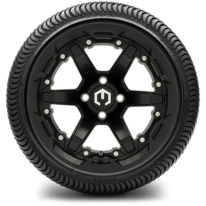 MODZ® 14" Gladiator Matte Black Wheels and Street Tires Combo (Odyssey Tesseract Steel Belted Radial 215/35-14)