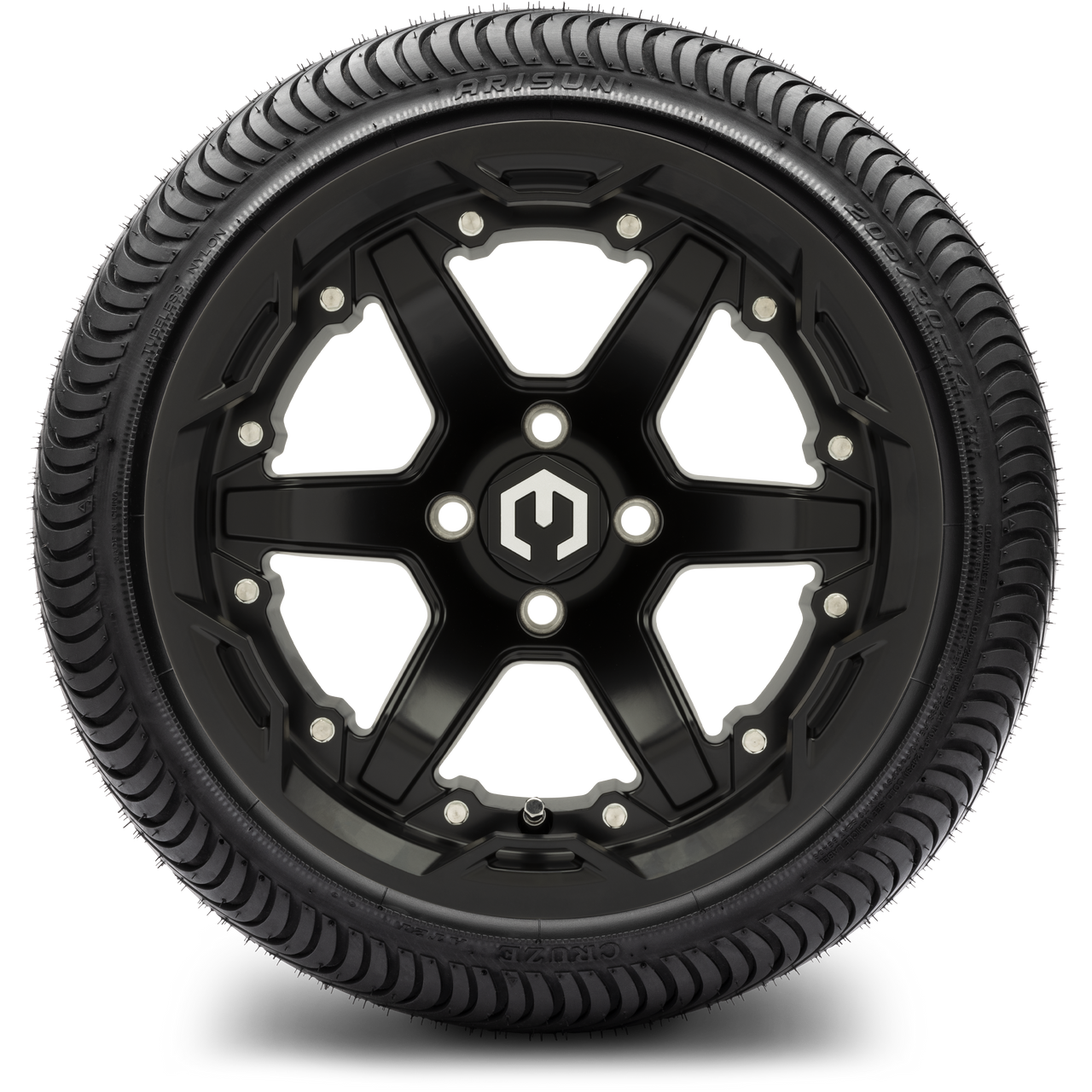 MODZ® 14" Gladiator Matte Black Wheels and Street Tires Combo (Odyssey Tesseract Steel Belted Radial 215/50-14)