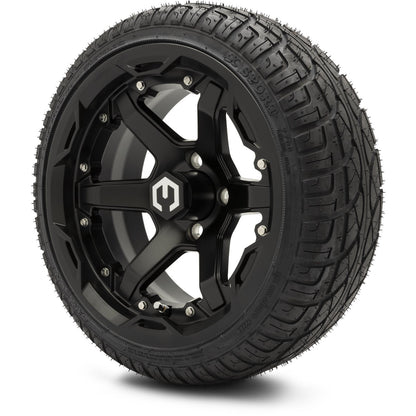 MODZ® 14" Gladiator Matte Black Wheels and Street Tires Combo (Arisun Cruze 205/30-14)