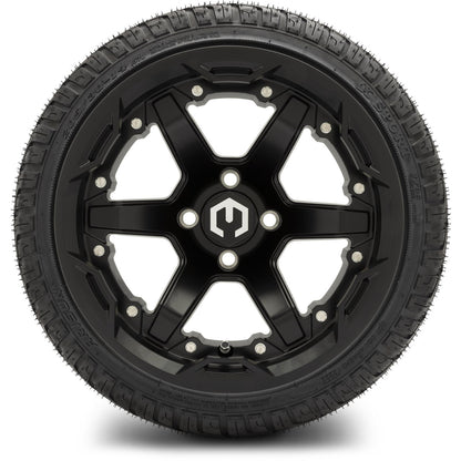 MODZ® 14" Gladiator Matte Black Wheels and Street Tires Combo (Odyssey Tesseract Steel Belted Radial 215/35-14)