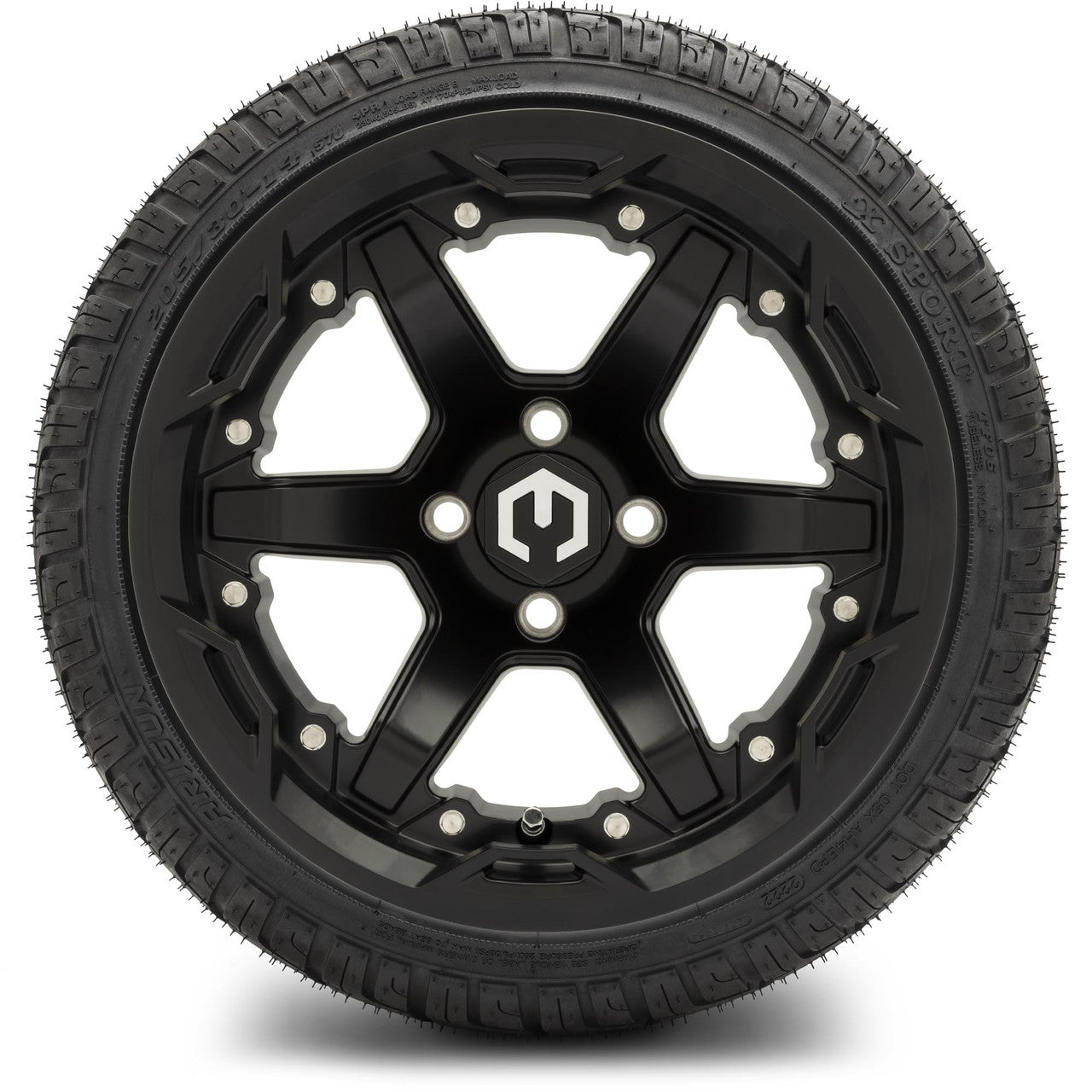 MODZ® 14" Gladiator Matte Black Wheels and Street Tires Combo (MODZ Street Fox Radial 205/40-14)