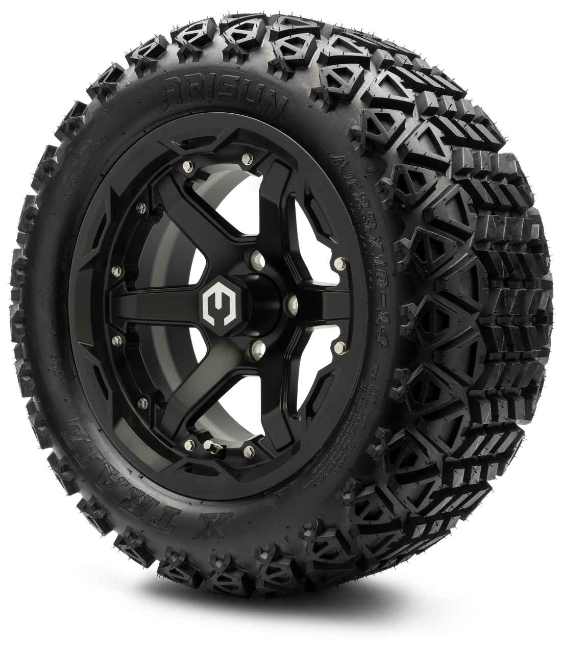MODZ® 14" Gladiator Matte Black Wheels and Off-Road Tires Combo (Arisun X-Trail All-Terrain 23x10-14)