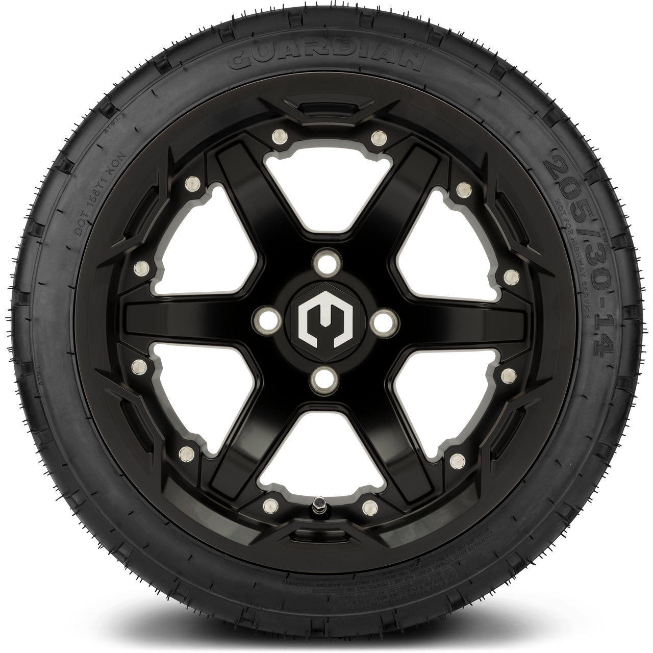 MODZ® 14" Gladiator Matte Black Wheels and Street Tires Combo (Arisun Cruze 205/30-14)