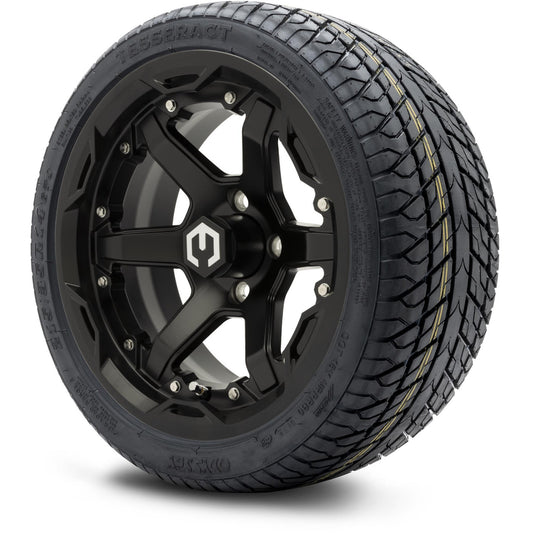 MODZ® 14" Gladiator Matte Black Wheels and Street Tires Combo (Odyssey Tesseract Steel Belted Radial 215/35-14)