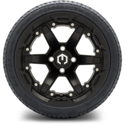 MODZ® 14" Gladiator Matte Black Wheels and Street Tires Combo (Odyssey Tesseract Steel Belted Radial 215/35-14)