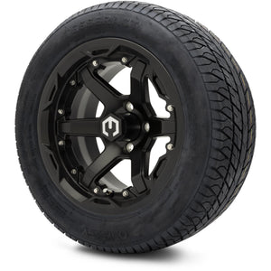 MODZ® 14" Gladiator Matte Black Wheels and Street Tires Combo (Odyssey Tesseract Steel Belted Radial 215/50-14)