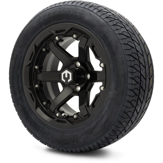 MODZ® 14" Gladiator Matte Black Wheels and Street Tires Combo (Odyssey Tesseract Steel Belted Radial 215/50-14)