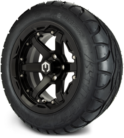 MODZ® 14" Gladiator Matte Black Wheels and Street Tires Combo (MODZ Street Fox Radial 205/40-14)