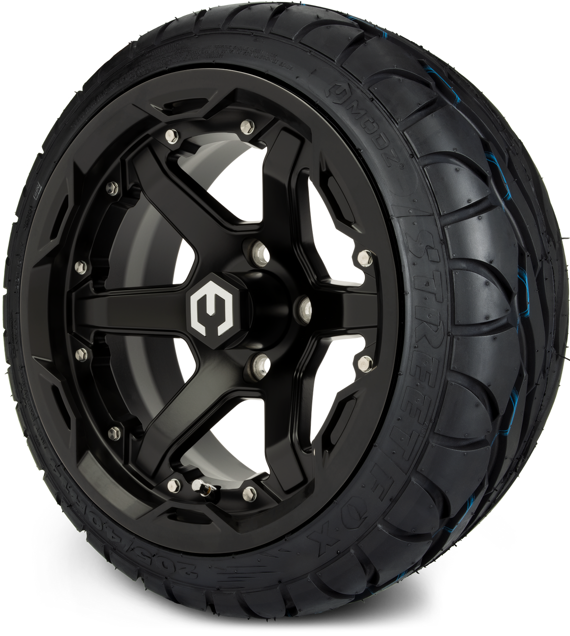 MODZ® 14" Gladiator Matte Black Wheels and Street Tires Combo (MODZ Street Fox Radial 205/40-14)