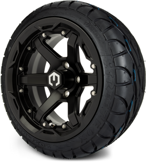 MODZ® 14" Gladiator Matte Black Wheels and Street Tires Combo (MODZ Street Fox Radial 205/40-14)
