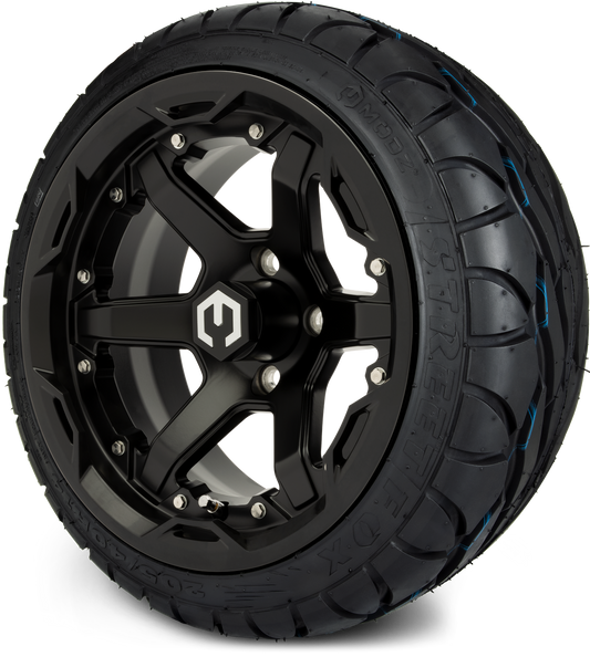 MODZ® 14" Gladiator Matte Black Wheels and Street Tires Combo (MODZ Street Fox Radial 205/40-14)