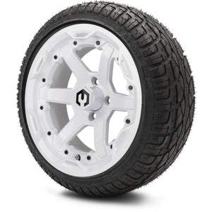 MODZ® 14" Gladiator Glossy White Wheels and Street Tires Combo (Arisun X-Sport 205/30-14)