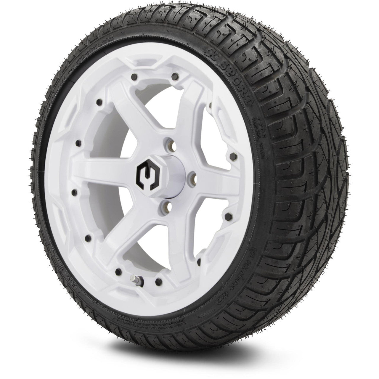 MODZ® 14" Gladiator Glossy White Wheels and Street Tires Combo (MODZ Street Fox Radial 23x10-14)