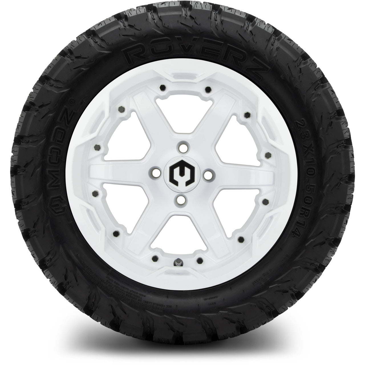 MODZ® 14" Gladiator Glossy White Wheels & Off-Road Tires Combo (Arisun X-Armory All-Terrain 23x10-14 Radial)