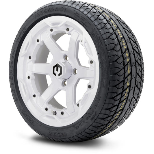 MODZ® 14" Gladiator Glossy White Wheels and Street Tires Combo (Odyssey Tesseract Steel Belted Radial 215/35-14)