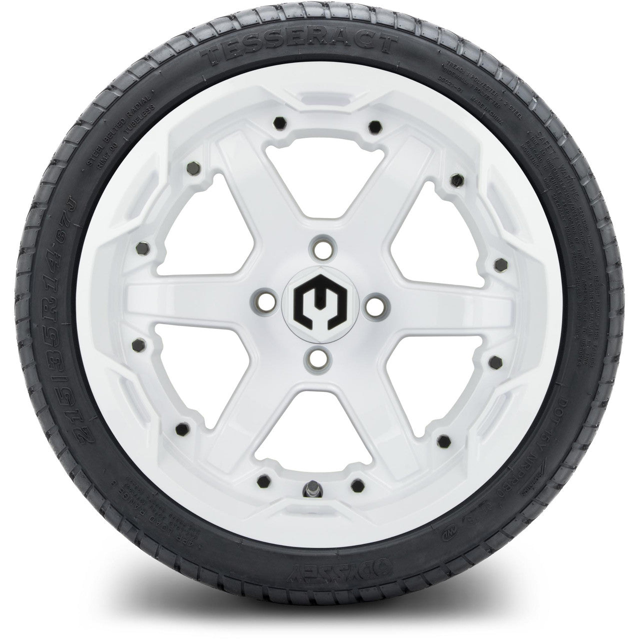 MODZ® 14" Gladiator Glossy White Wheels and Street Tires Combo (MODZ Street Fox Radial 205/40-14)