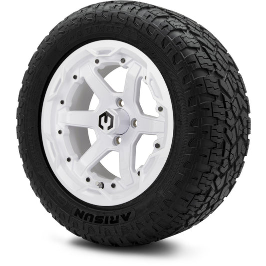 MODZ® 14" Gladiator Glossy White Wheels & Off-Road Tires Combo (Arisun X-Armory All-Terrain 23x10-14 Radial)