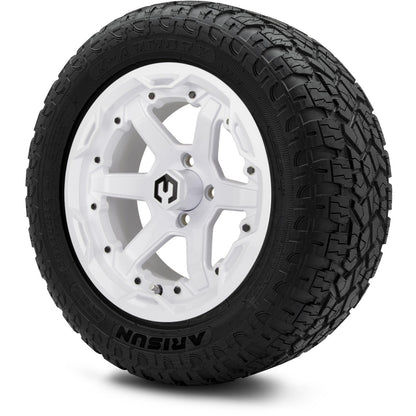 MODZ® 14" Gladiator Glossy White Wheels & Off-Road Tires Combo (Arisun X-Trail All-Terrain 23x10-14)