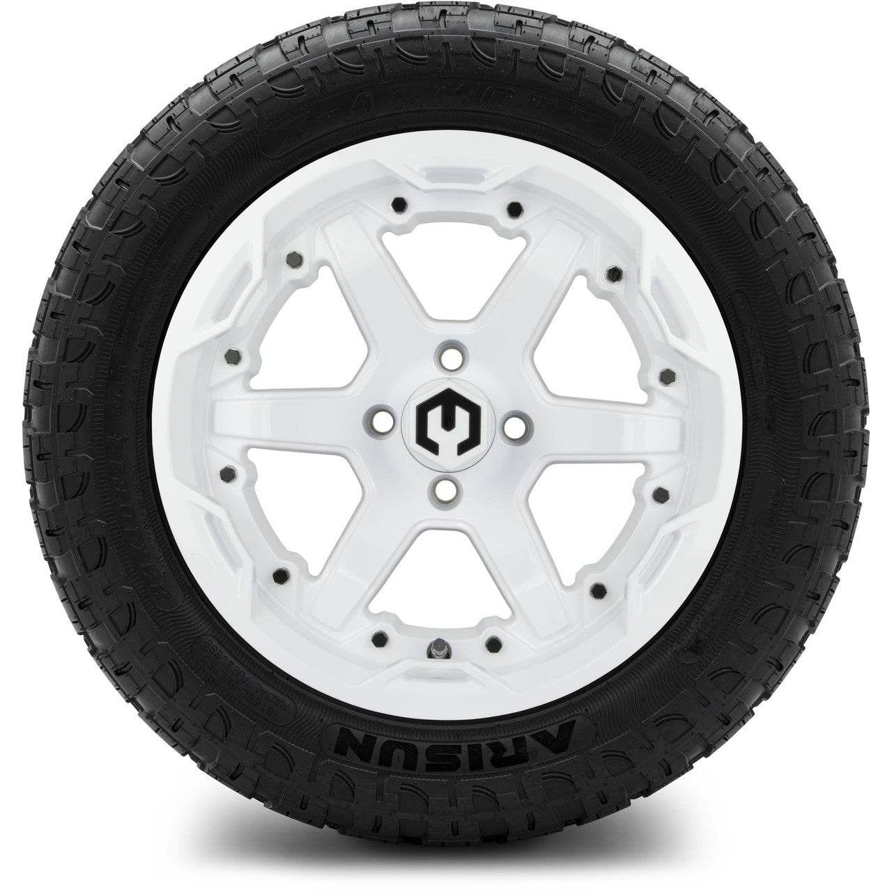 MODZ® 14" Gladiator Glossy White Wheels & Off-Road Tires Combo (Xcomp Gladiator 23-10-14 Radial)