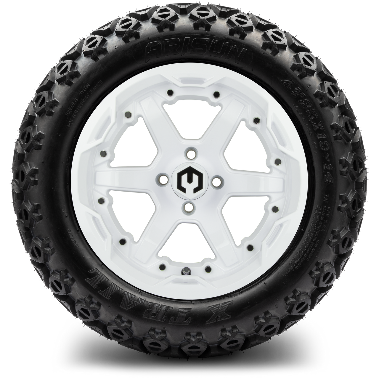 MODZ® 14" Gladiator Glossy White Wheels & Off-Road Tires Combo (Xcomp Gladiator 23-10-14 Radial)