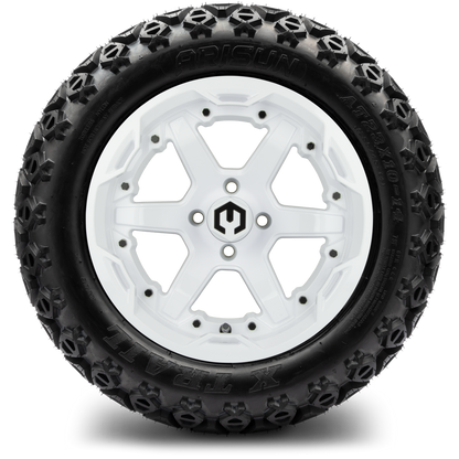 MODZ® 14" Gladiator Glossy White Wheels & Off-Road Tires Combo (Arisun X-Armory All-Terrain 23x10-14 Radial)