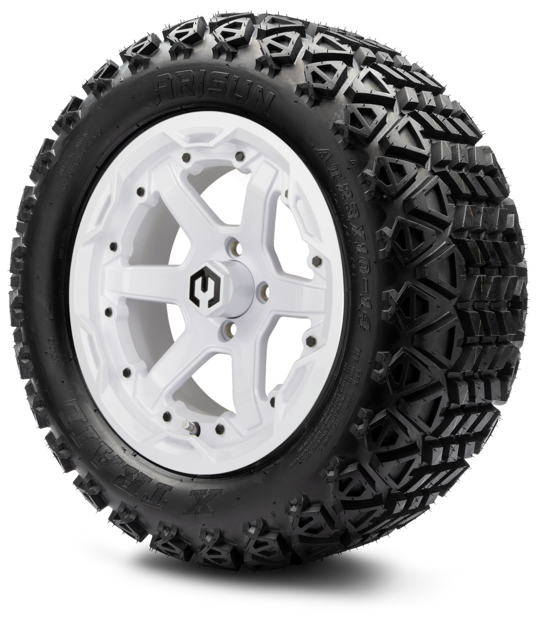 MODZ® 14" Gladiator Glossy White Wheels & Off-Road Tires Combo (Xcomp Gladiator 23-10-14 Radial)