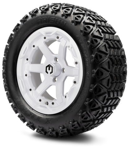 MODZ® 14" Gladiator Glossy White Wheels & Off-Road Tires Combo (Arisun X-Armory All-Terrain 23x10-14 Radial)