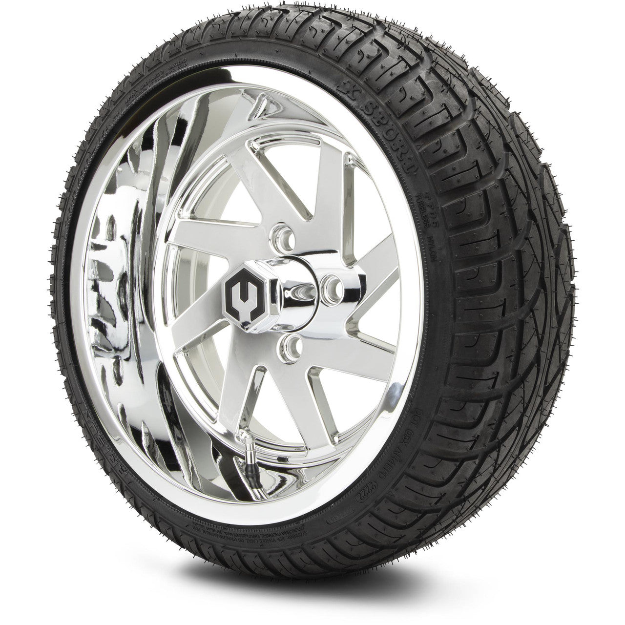 MODZ® 14" Fury Chrome Wheels & Street Tires Combo (MODZ Street Fox Radial 205/40-14)