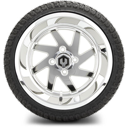 MODZ® 14" Fury Chrome Wheels & Street Tires Combo (Odyssey Tesseract Steel Belted Radial 215/35-14)