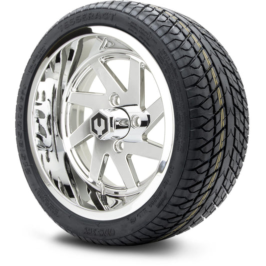 MODZ® 14" Fury Chrome Wheels & Street Tires Combo (Odyssey Tesseract Steel Belted Radial 215/35-14)