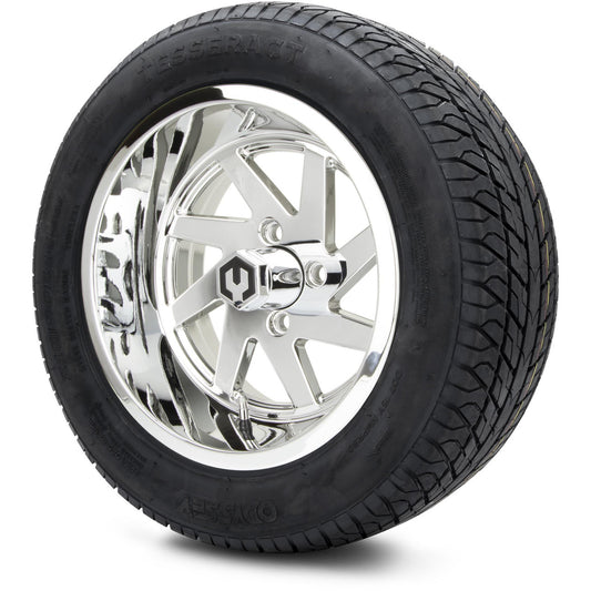 MODZ® 14" Fury Chrome Wheels & Street Tires Combo (Odyssey Tesseract Steel Belted Radial 215/50-14)