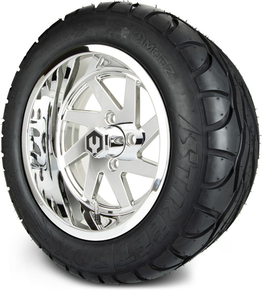 MODZ® 14" Fury Chrome Wheels & Street Tires Combo (MODZ Street Fox Radial 23x10-14)