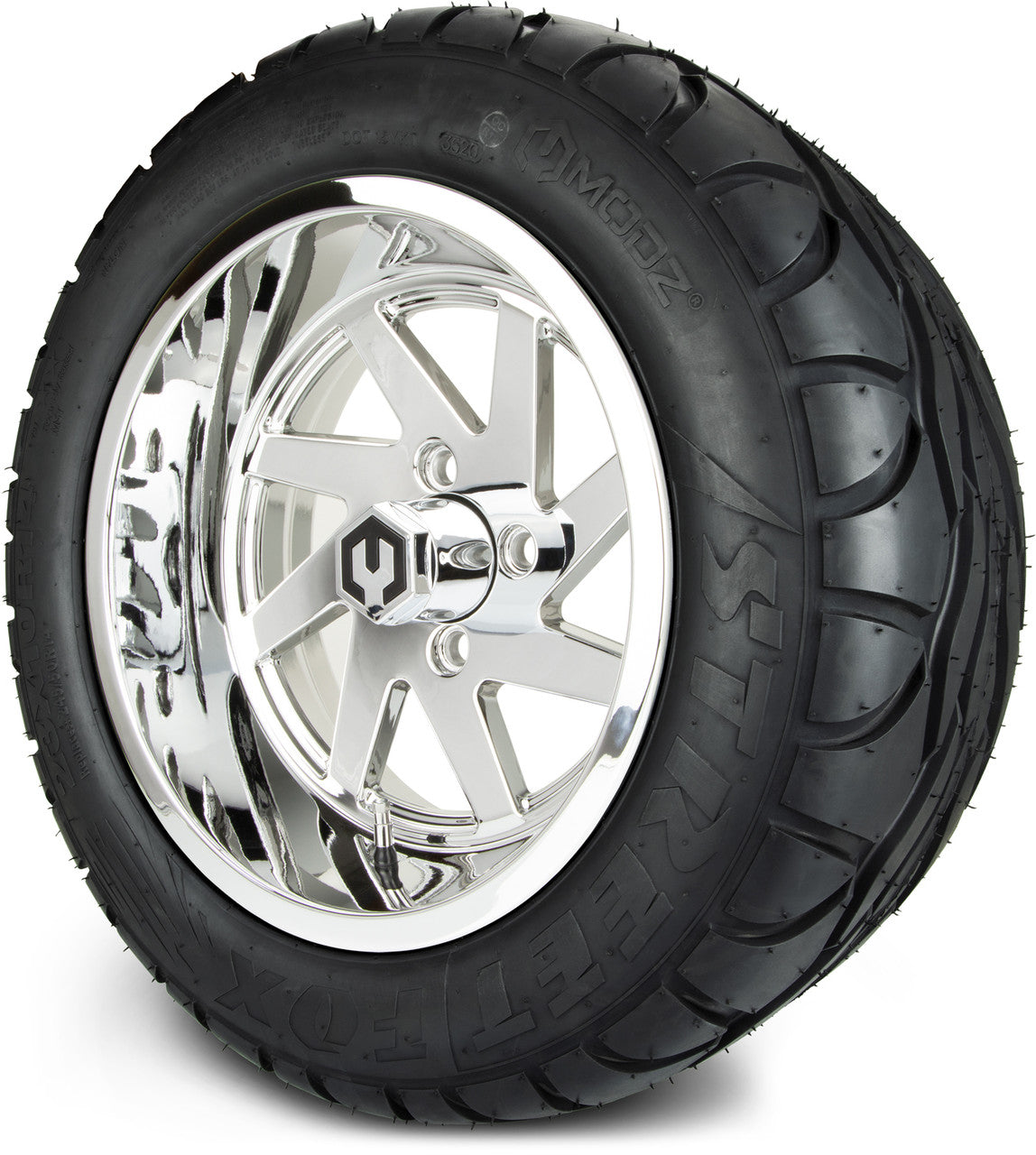 MODZ® 14" Fury Chrome Wheels & Street Tires Combo (MODZ Street Fox Radial 205/40-14)