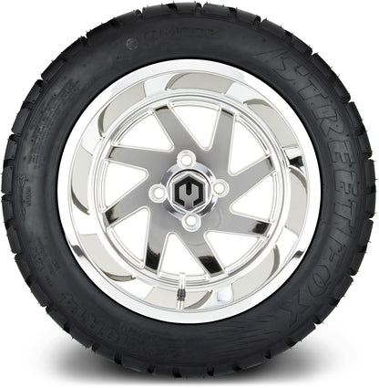 MODZ® 14" Fury Chrome Wheels & Street Tires Combo (Odyssey Tesseract Steel Belted Radial 215/50-14)