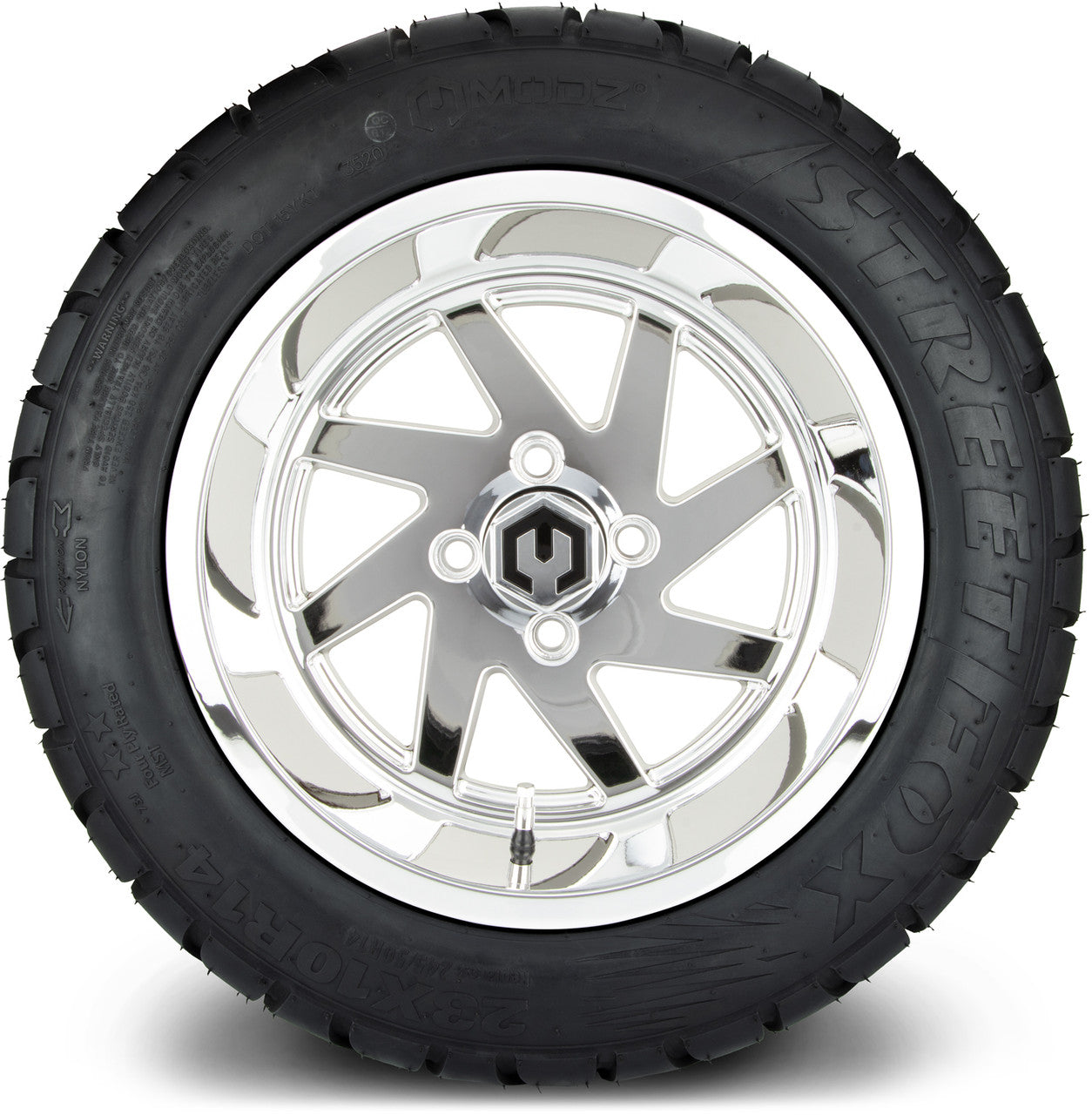 MODZ® 14" Fury Chrome Wheels & Street Tires Combo (MODZ Street Fox Radial 23x10-14)