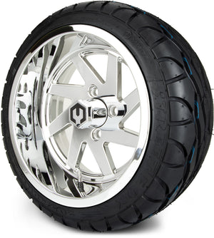 MODZ® 14" Fury Chrome Wheels & Street Tires Combo (MODZ Street Fox Radial 205/40-14)